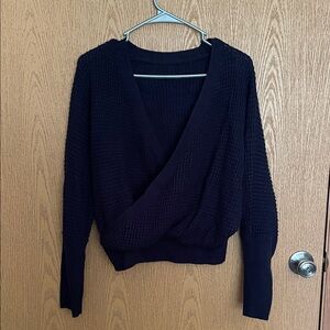 SHEIN Dark Blue/Purple V-Neck Women's Sweater